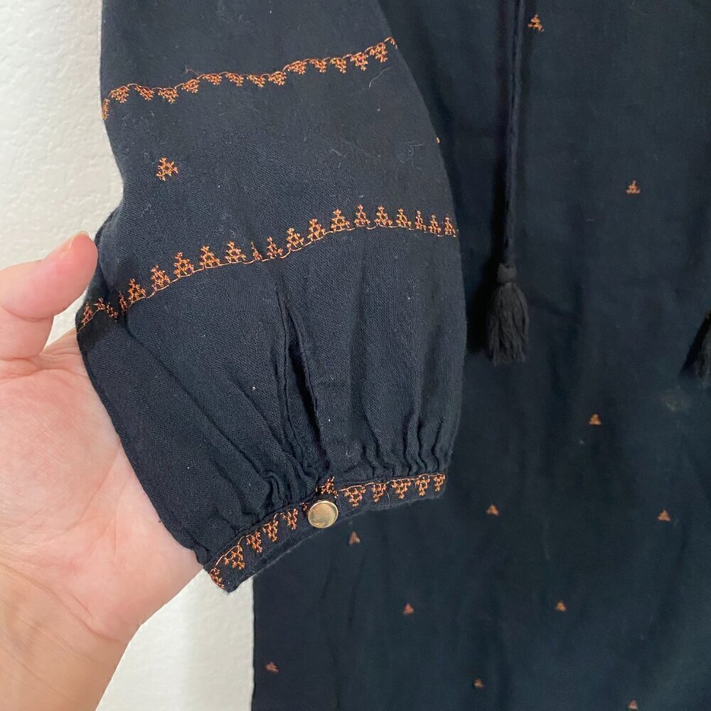 Madewell Embroidered Signal Boho Shift Dress F9478 3/4-Sleeve Tassel - Picture 4 of 8